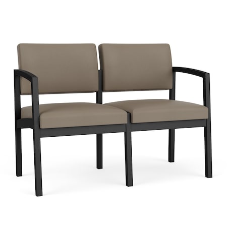Lenox Steel 2 Seat Tandem Seating Metal Frame No Center Arm, Black, MD Farro Upholstery